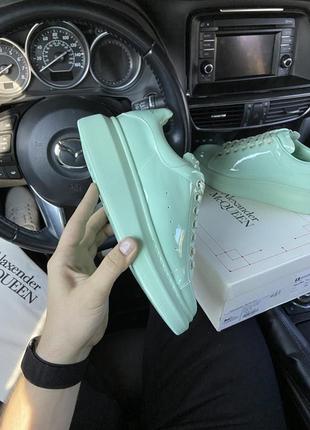 💚😍alexander mcqueen patent mint😍💚кроссовки женские маквины, александр маквин