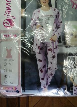 Pijamoni 5в1 халат-футболка-штани-маска-тапки 100%бавовна с, м, л,хл2 фото