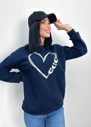 Свитшот женский на флисе с накаткой heart