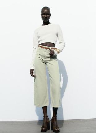 Джинси z1975 wide leg cropped high waist с ремнем