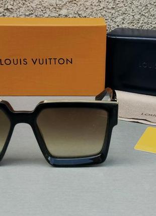 Окуляри в стилі louis vuitton жіночі сонцезахисні окуляри великі чорні з золотим дзеркальним напиленням2 фото