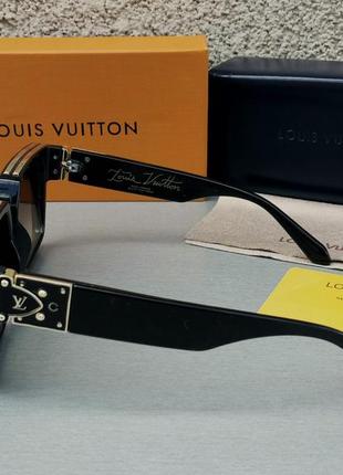 Окуляри в стилі louis vuitton жіночі сонцезахисні окуляри великі чорні з золотим дзеркальним напиленням4 фото