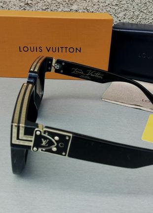 Окуляри в стилі louis vuitton жіночі сонцезахисні окуляри великі чорні з золотим дзеркальним напиленням5 фото