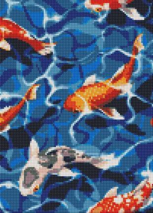 Алмазна мозаїка "японські коропи" ідейка amo7397 40х40 см