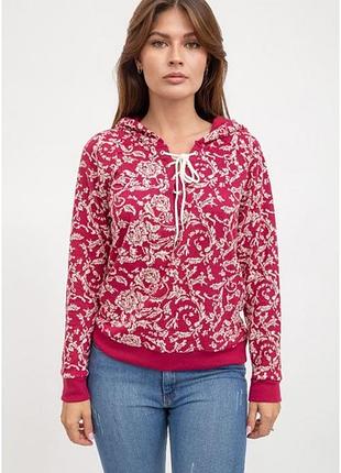 Худи женское с капюшоном, вырез со шнурком, рукав на манжете