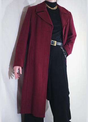 Винтажное демисезонное пальто klass (винтаж, длинный, марсала, вишневый, макси, меди, деми, шерстяное, шерстяное пальто, женское, элегантное, классическое)1 фото