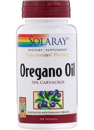 Олія орегано solaray oregano oil, 70% carvacrol 60 softgels sor41349