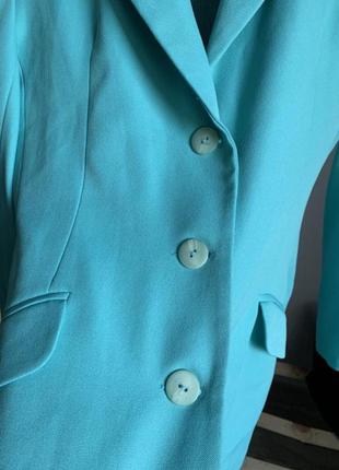 Голубой удлиненный пиджак блайзер8 фото