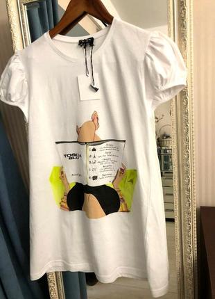 Брендовая новая футболка tosca blu, принт, белая с биркой