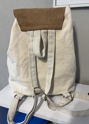 Рюкзак лен и натуральная замша2 фото