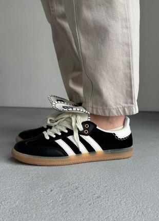 Жіночі замшеві кеди adidas samba wales bonner black/white