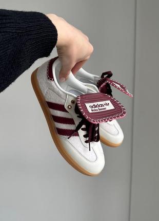 Женские замшевые кеды adidas samba wales bonner white/bordo3 фото