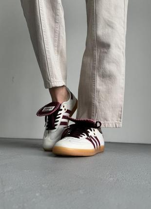 Женские замшевые кеды adidas samba wales bonner white/bordo5 фото