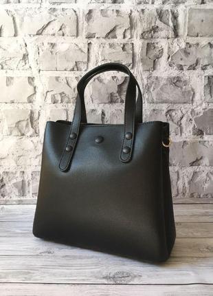 Женская сумка polina & eiterou black / чёрный / кожа  / сумочка4 фото