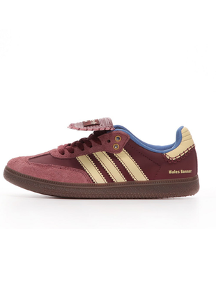 Женские замшевые кеды adidas samba wales bonner bordo