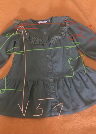 Вельветовое платье цвет хаки 2-3 года замеры на фото3 фото