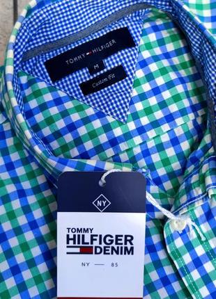 Чоловіча елегантна бавовняна базова тініска tommy hilfiger у клітинку розмір m5 фото