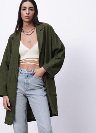 Zara піджак rustic із суміші бавовни та льону2 фото