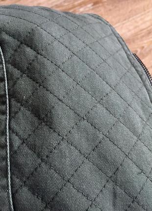 Куртка хаки, рукава из эко кожи5 фото