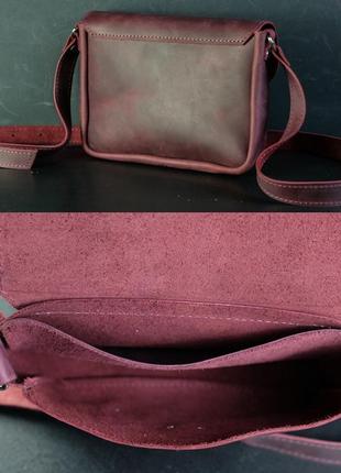Кожаная сумка кросс-боди женская из натуральной кожи crazy horse бордовая8 фото