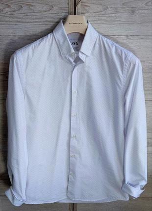 Чоловіча бавовняна приталена біла сорочка zara розмір 40 (м)2 фото