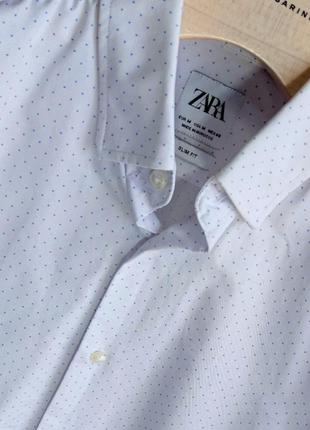 Чоловіча бавовняна приталена біла сорочка zara розмір 40 (м)6 фото