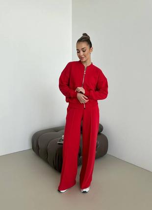 Яскравий червоний костюм з якісної бавовни4 фото