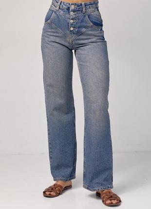 Джинси з вставкою кокетка джинсы женские прямие4 фото