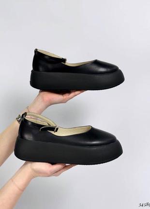 Стильные женские кожаные туфли с ремешком в черном цвете от украинского производителя❤️❤️❤️8 фото