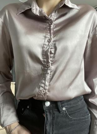 Атласная рубашка красивого цвета мокко5 фото