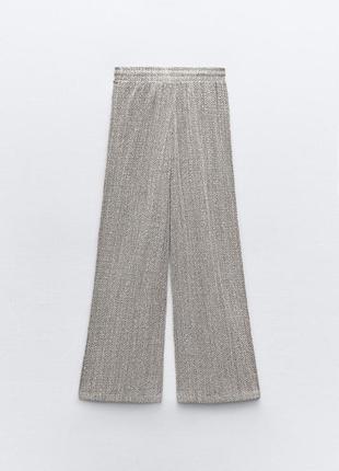 Широкие текстурированные серые брюки zara new4 фото