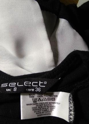 Стильный летний трикотажный чёрно-белый топ select/блуза/футболка/м/вискоза5 фото