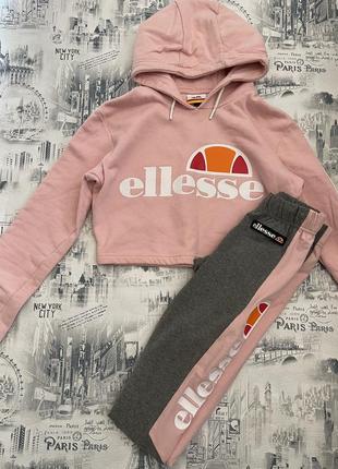 Ellesse   женский спортивный/повседневный костюм лосины+кофта кроп-топ3 фото