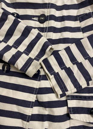 Детская полосатая куртка (пальто) next (некст 7-8 лет 122-128 см идеал оригинал сине-белая)7 фото