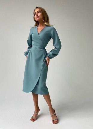 Женское миди платье на запах с длинными рукавами, футляр, облегающее, длинное2 фото