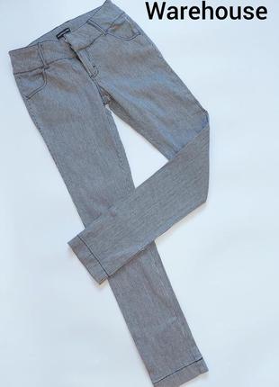 Женские синие в белую полоску джинсы прямые с низкой посадкой от бренда warehouse1 фото
