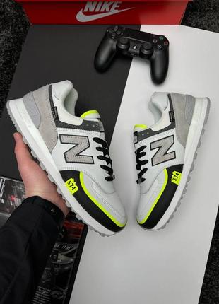 Мужские кроссовки new balance 574 tp2 white yellow neon