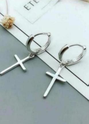Серьги серебро крестики серьги silver