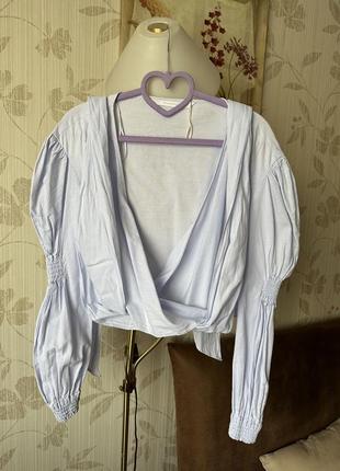 Стильна блуза сорочка на запах zara розмір м2 фото
