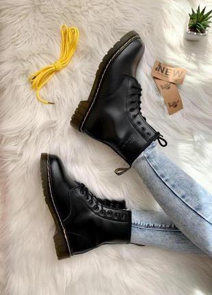 Ботинки dr. martens 1460 black черный цвет кожаные без меха (36-41)💜6 фото