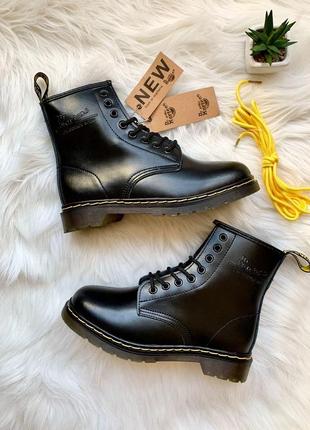 Ботинки dr. martens 1460 black черный цвет кожаные без меха (36-41)💜8 фото