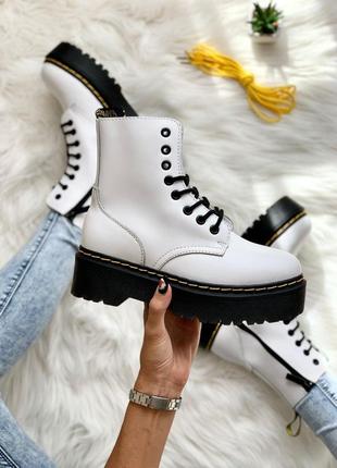 Ботинки dr. martens jadon white на платформе белый цвет кожа (36-41)💜