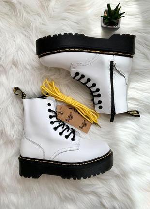 Ботинки dr. martens jadon white на платформе белый цвет кожа (36-41)💜5 фото