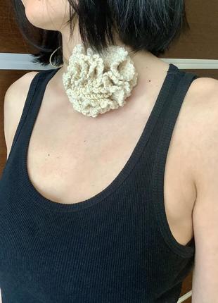 Чокер на шею украшение для волос брошка цветок роза4 фото