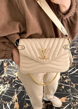 Женская сумка vuitton new wave multi pochette beige4 фото