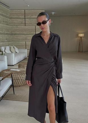 Платье рубашка zara новая коллекция меди на запах