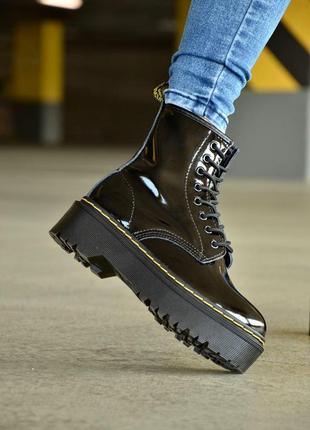 Ботинки dr. martens jadon lacquer лаковая кожа на платформе (36-40)💜10 фото