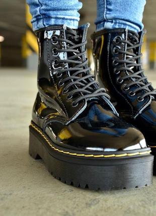 Ботинки dr. martens jadon lacquer лаковая кожа на платформе (36-40)💜7 фото