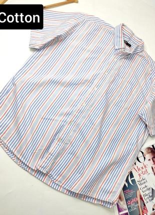 Тенниска мужская рубашка в полоску с короткими рукавами от бренда cotton traders l