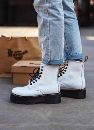 Ботинки dr. martens jadon white black на платформе белого цвета термо (36-40)💜8 фото